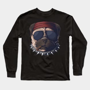 Cool Pitbull With Sunglasses Dog Head Long Sleeve T-Shirt